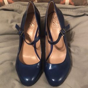 Vince Camuto Blue Patent Leather Mary Jane Pumps